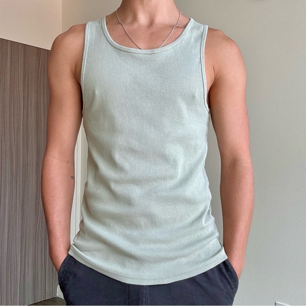 Zara Men's Light Green Tank Top